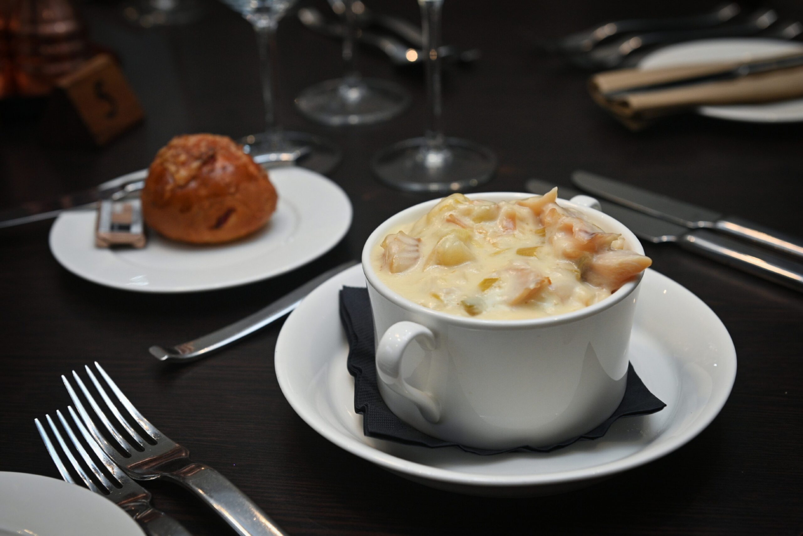 Cullen Skink with homemade artisan bread at The Seafield Arms in Moray.