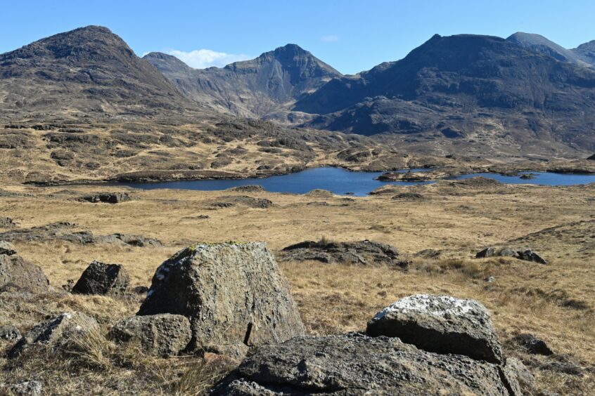 Rockface of hills on the Isle of Rum.