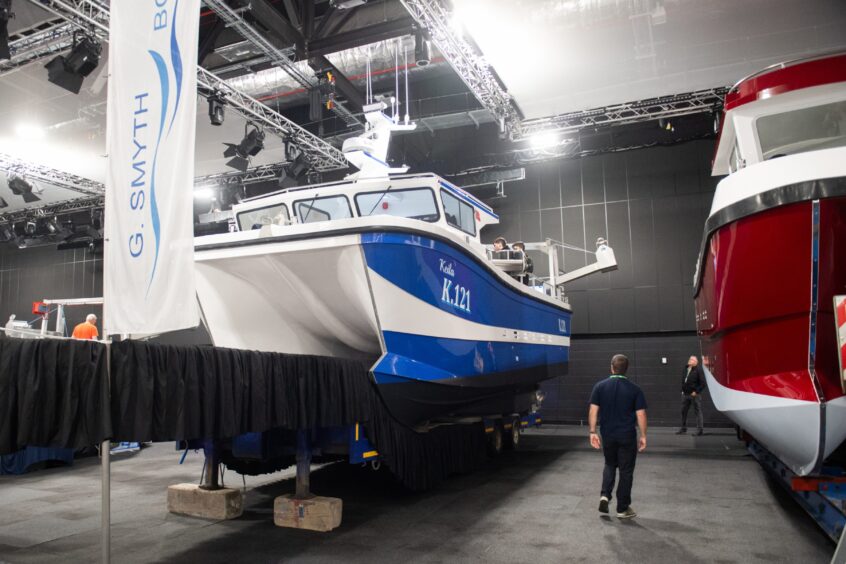 Boats on display at the big fishing industry showcase in Aberdeen. 