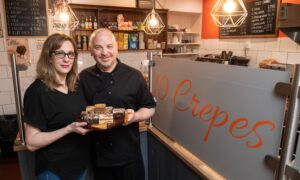 Alina and Daniel Brujban opened up 19 Crepes and Coffee in Elgin after ploughing their savings into the business.  Image: Jason Hedges/DC Thomson