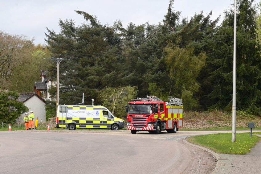 Emergency services at the scene of the A9 Tore crash