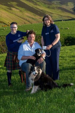 NSA Scotsheep host farmer James Hamilton with Campbell Ewen and Irene Scott.