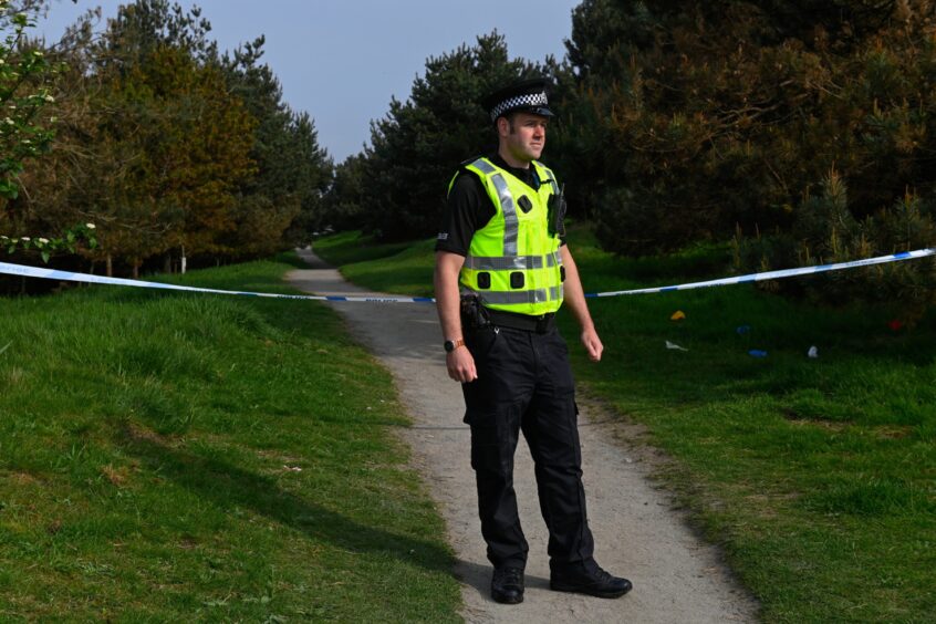 A police man at Broad Hill in Aberdeen 