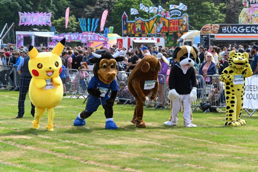 Mascot race at Aberdeen Highland Games.