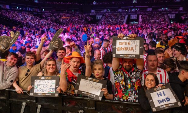 The crowd at the Premier League darts 2024 at PJ Live. Image: Kenny Elrick/DC Thomson