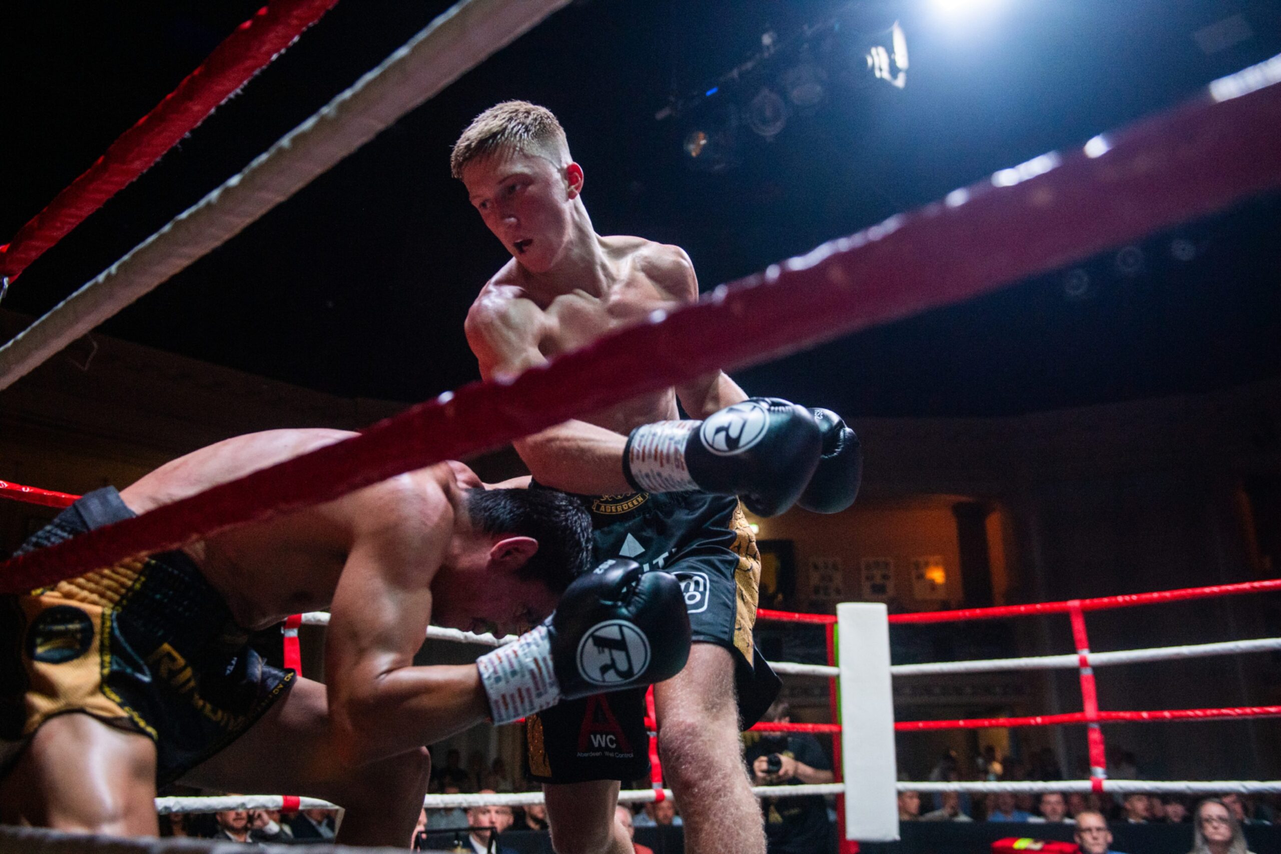 Gregor McPherson lands a punch against Christian Lopes Flores at the Beach Ballroom. in May, 2024. Image: Kath Flannery/DC Thomson