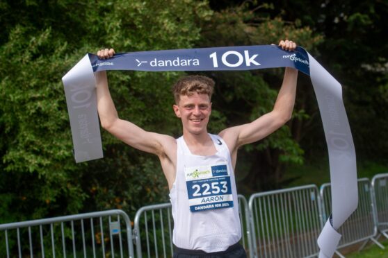 Aaron Odentz celebrated two wins at the 2024 edition of Run Garioch. Image: Kath Flannery/DC Thomson