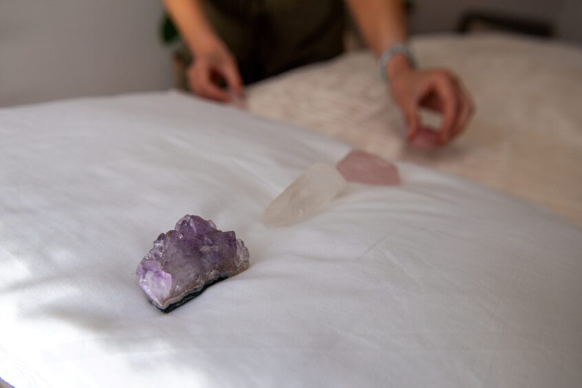 The crystals Angela uses for her reiki sessions in Aberdeen.