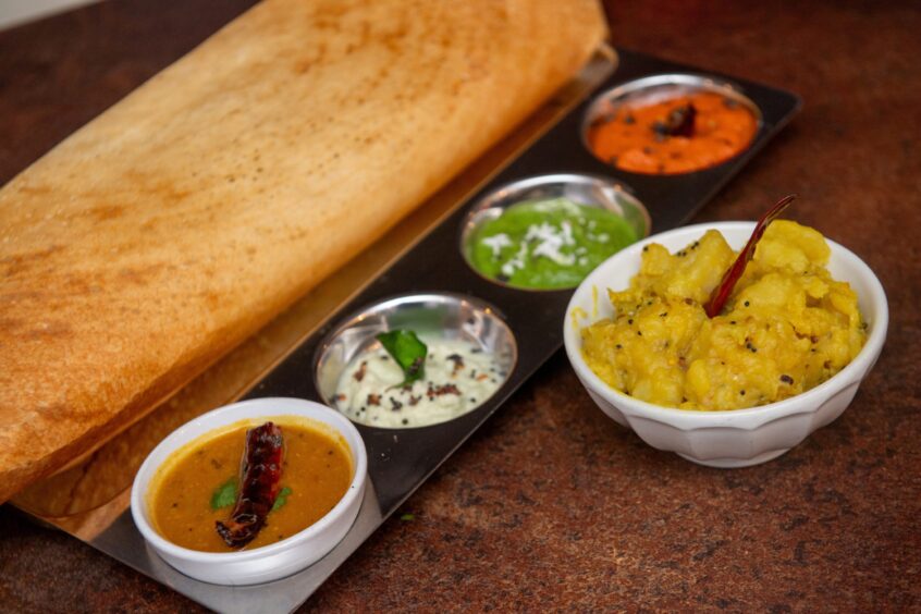 The dosa served at the Aberdeen Indian restaurant.