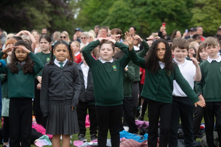 School pupils have fun at Aberdeen Big Sing.