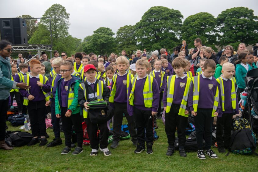 These school pupils brightened up the day in their high-vis jackets.