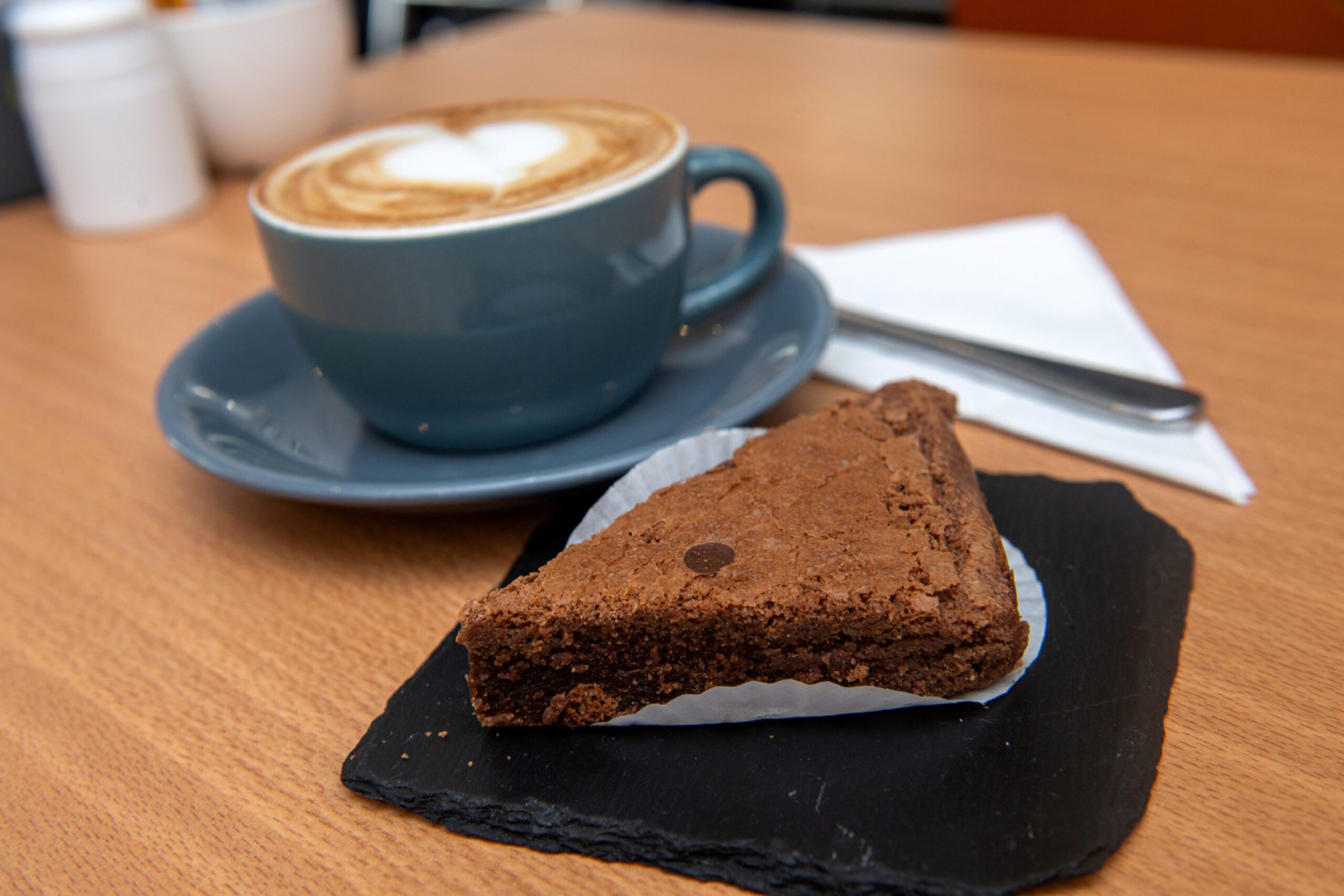 A coffee and a brownie