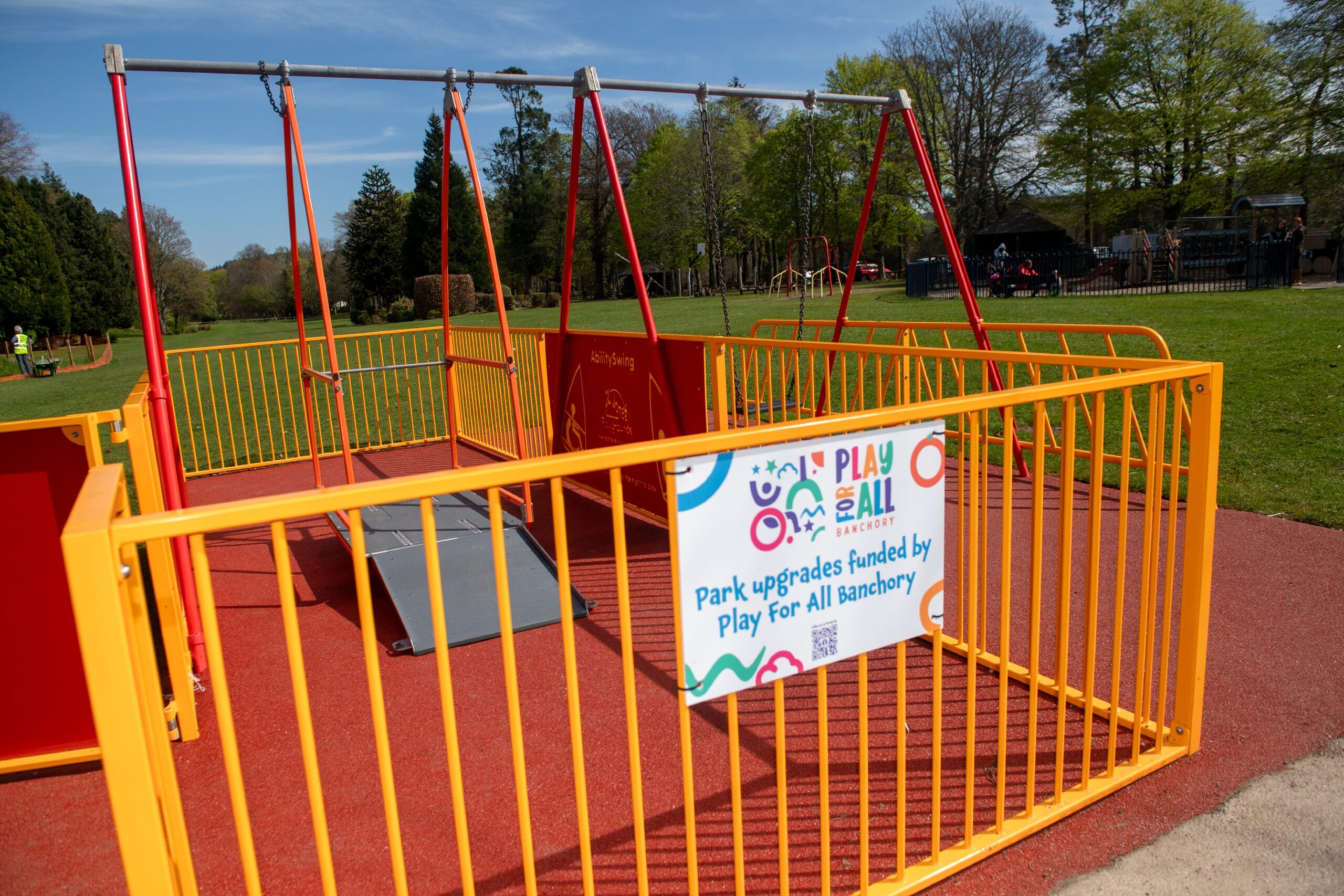 The swings in the new Banchory wheelchair-accessible playpark