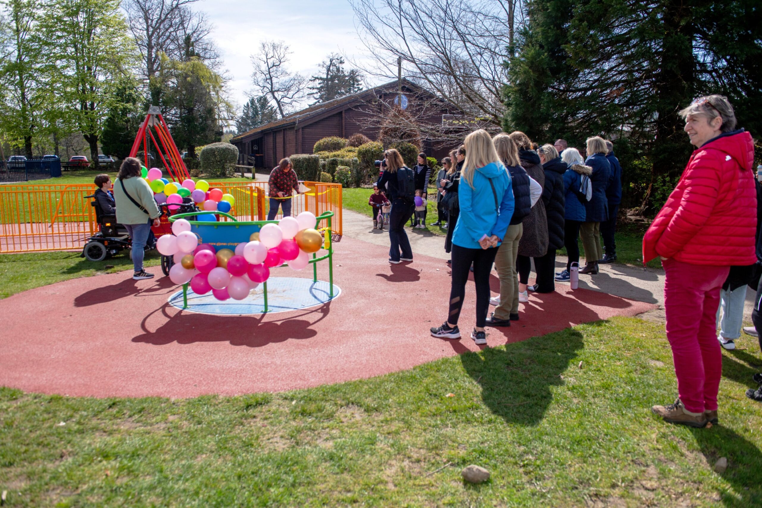 The park with balloons up