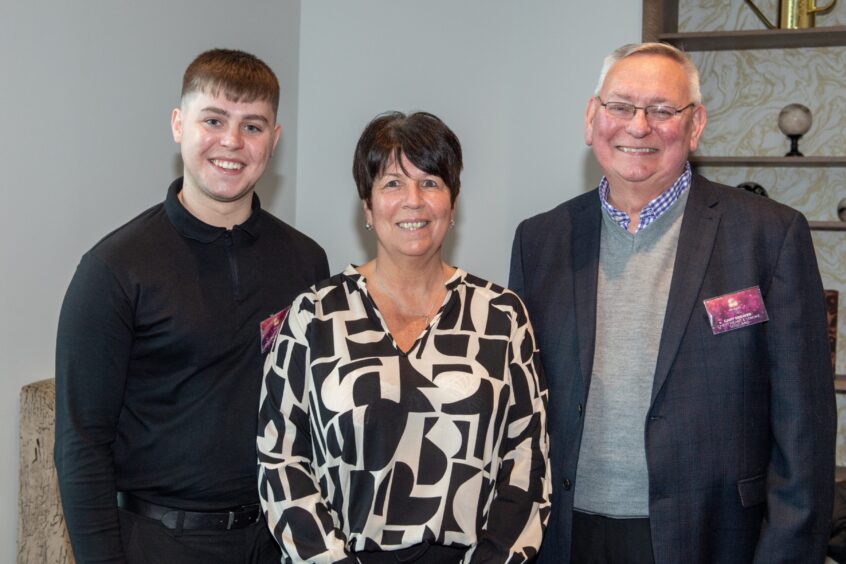 Dylan Hall, Dot Livesey and Gary Brewer at the CHeRries Awards at Hilton Teca.