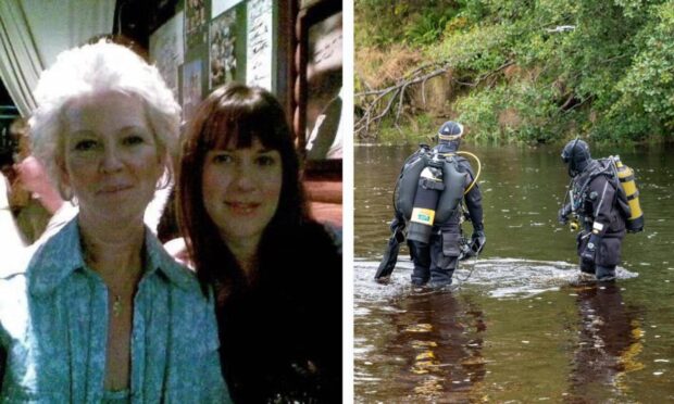 Hazel Nairn and daughter Anneka and divers in the River Don
