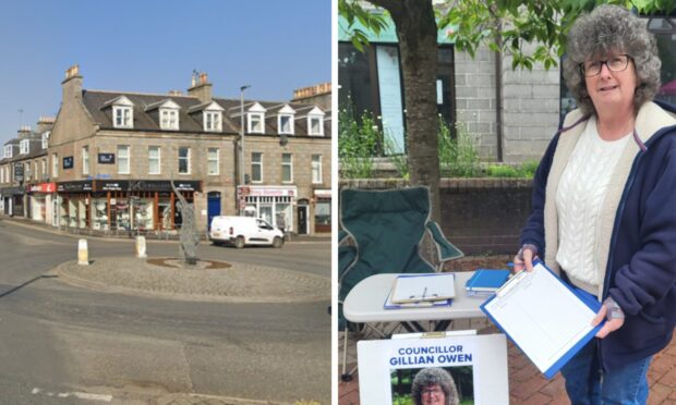 Councillor Gillian Owen launches petition for ATM to be installed in Ellon town centre. Image: Councillor Gillian Owen / Google Maps.