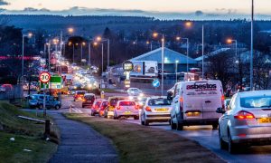 Tailbacks on A96 in Elgin.