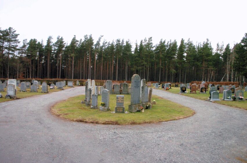 Memorial stones at Aboyne Cemetery.