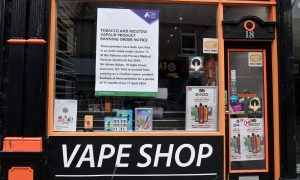 Highland Council notice on window of vape shop in Inverness