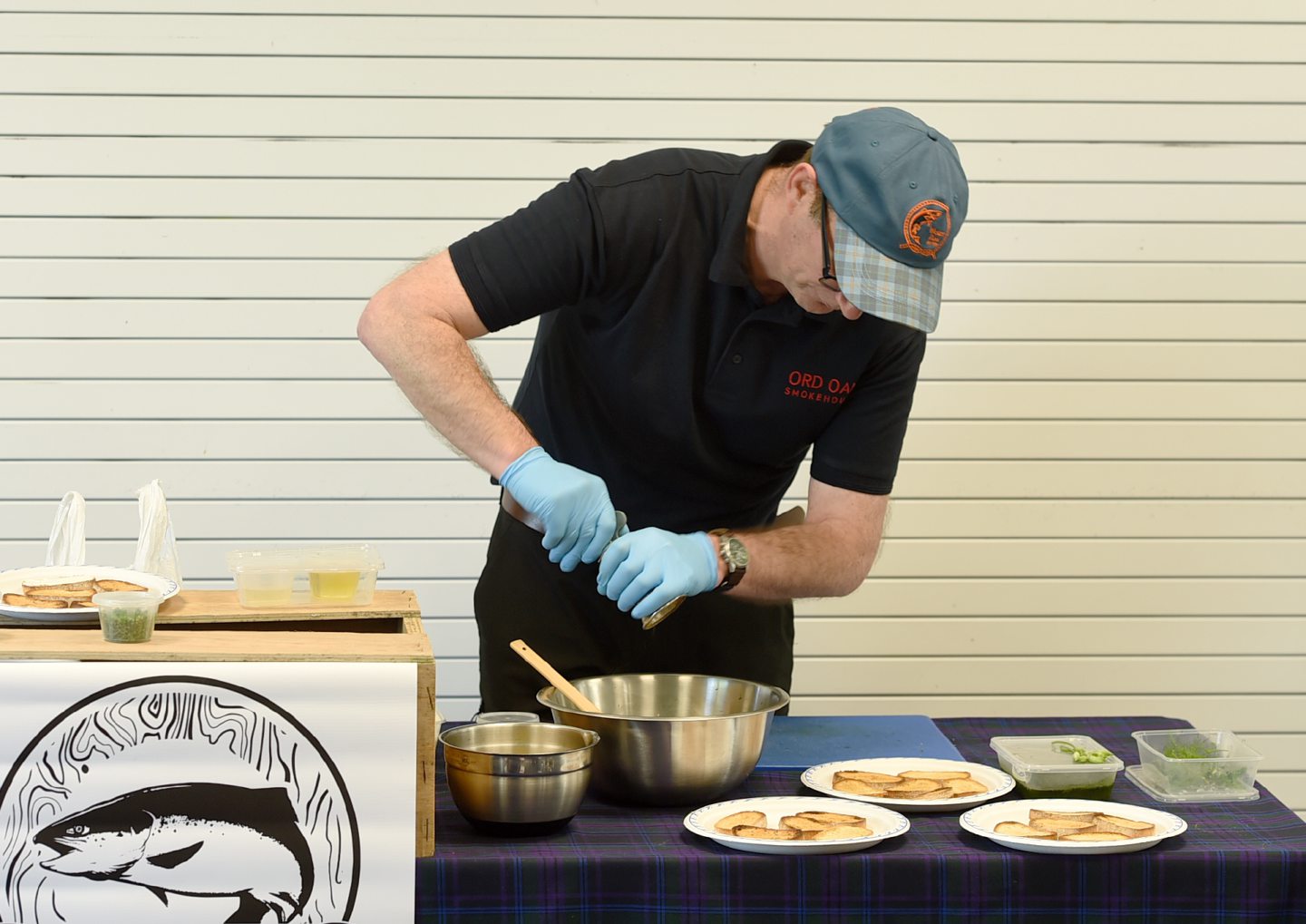 Craig Whyte of the Ord Oak Smokehouse preparing a smoked salmon tartare.