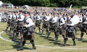 Pipe band competing in Forres.