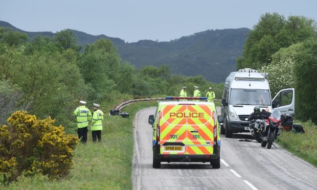 Police at scene of motorcycle crash near Loch Assynt