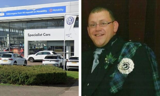 Mark Mathers died after working on a door repair at Specialist Cars Volkswagen on Craigshaw Crescent, Aberdeen.  . Aberdeen. Image: Google/DC Thomson.