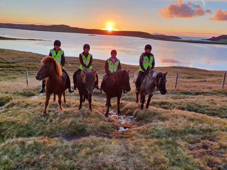 Trecking at sunset. 