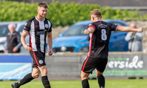 Fort William striker Yves Zama, right, wants to keep them in the Highland League