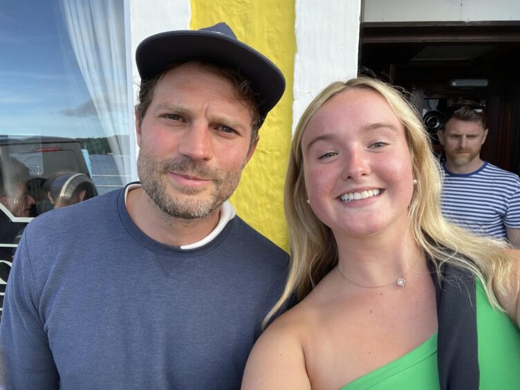 Jamie Dornan poses for a selfie on the Isle of Mull.