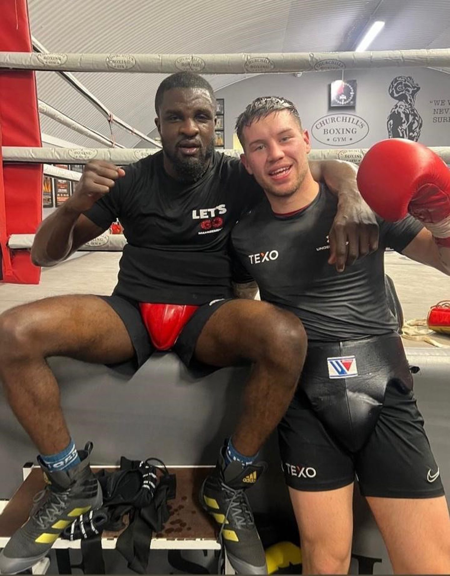  World title contender Ohara Davies (l) with Aberdeen boxer Dean Sutherland . London. Supplied by Dean Sutherland 