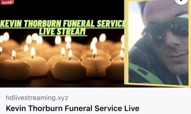 The false link was used to dupe grieving friends of Kevin Thorburn, Image Facebook.
