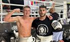 Aberdeen boxer Gregor McPherson (l) spars with European champion Juanfe Gomez in Spain. Image supplied by Gregor McPherson
