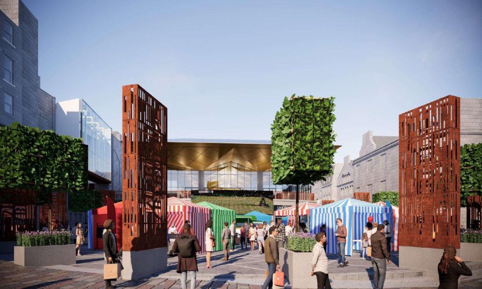 Space for market stalls will be carved out of the Green in Aberdeen as part of the £40m plans. Image: Aberdeen City Council