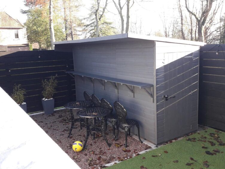 The shed/bar in the Spearritts' Cults garden, all shut up. The P&J had to fight the council to release this image of the hut, at the centre of the planning row. Image: Roy Brown/Aberdeen City Council