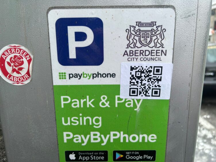 A QR code added to an Aberdeen parking machine