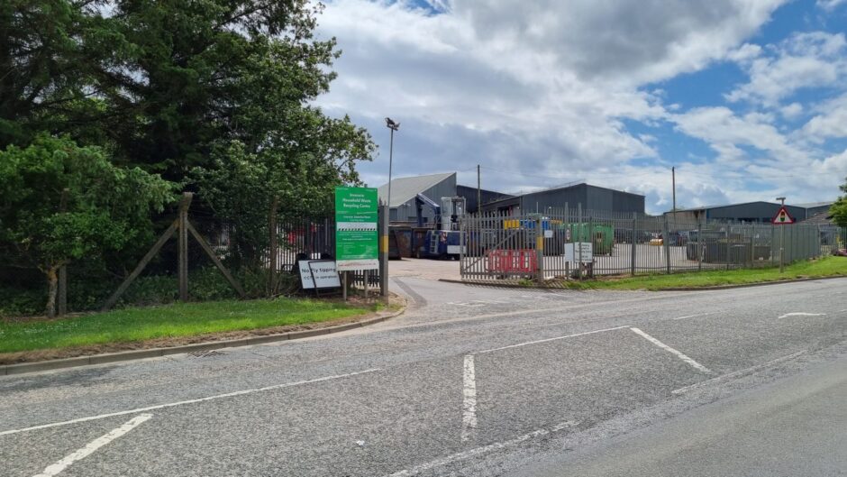 Entrance to Inverurie Recycling Centre.