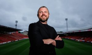 Aberdeen manager Jimmy Thelin at Pittodrie Image: SNS.