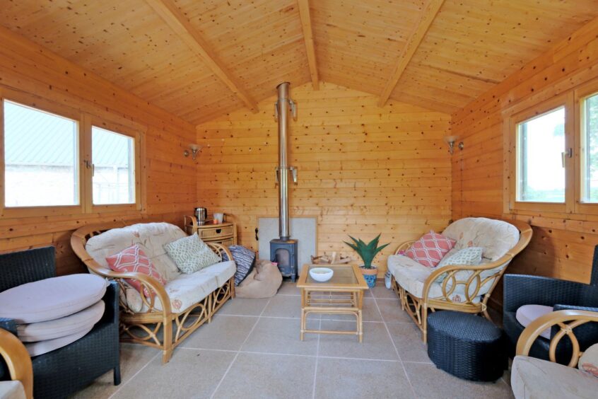 Inside the summer house at Derranbank