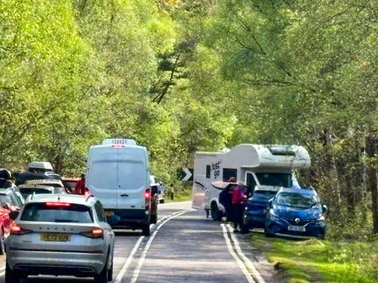 Problem parkiing at Glenfinnan where people stop to watch the Harry Potter train and otlander fans gather to see Bonnie Prince Charlie's monument