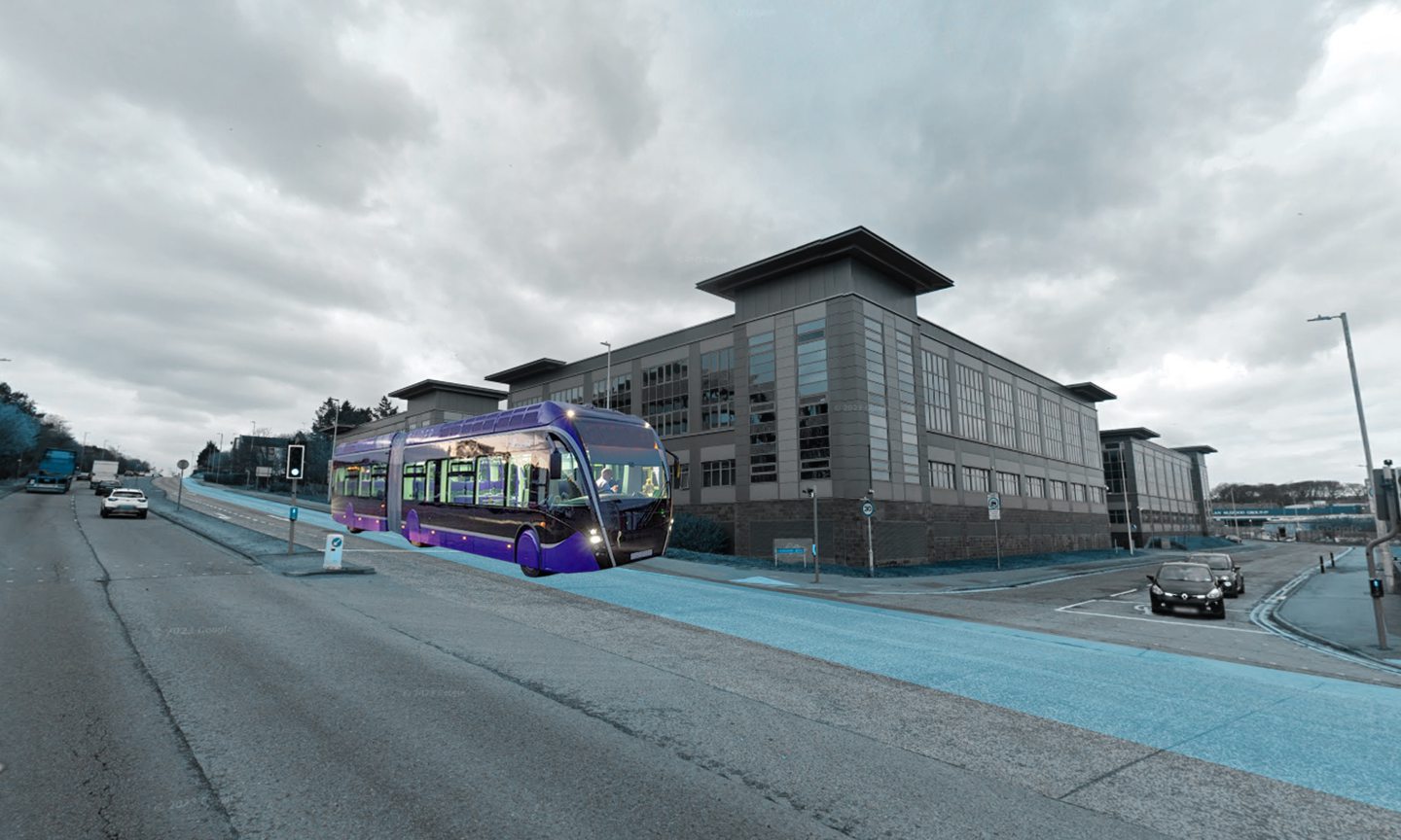 An artist impression of what the Aberdeen Rapid Transit route could look like on Wellington Road