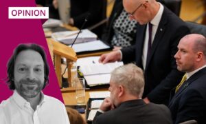 Health Secretary Neil Gray sits next to First Minster John Swinney during First Minister's Questions at Holyrood. Image: Stuart Wallace/Shutterstock