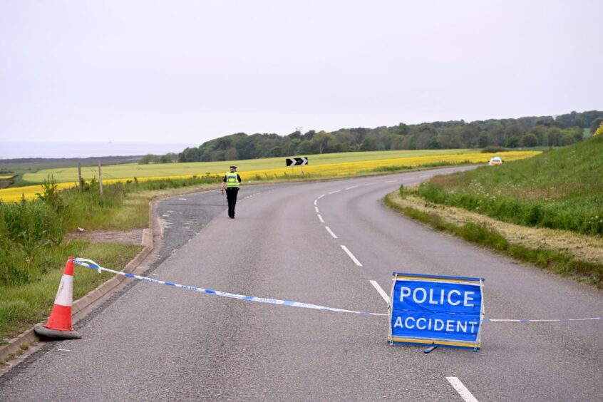 The scene of the A92 crash where a man was injured