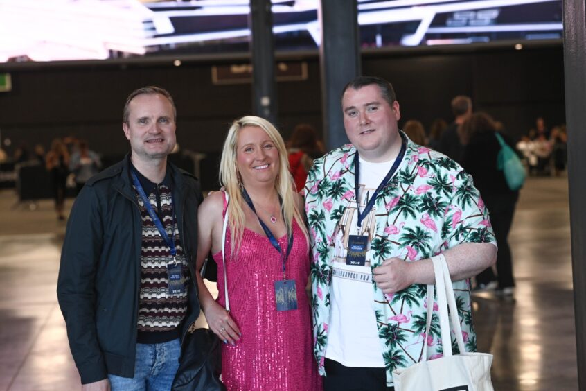 Three friends ahead of the Girls Aloud concert in Aberdeen