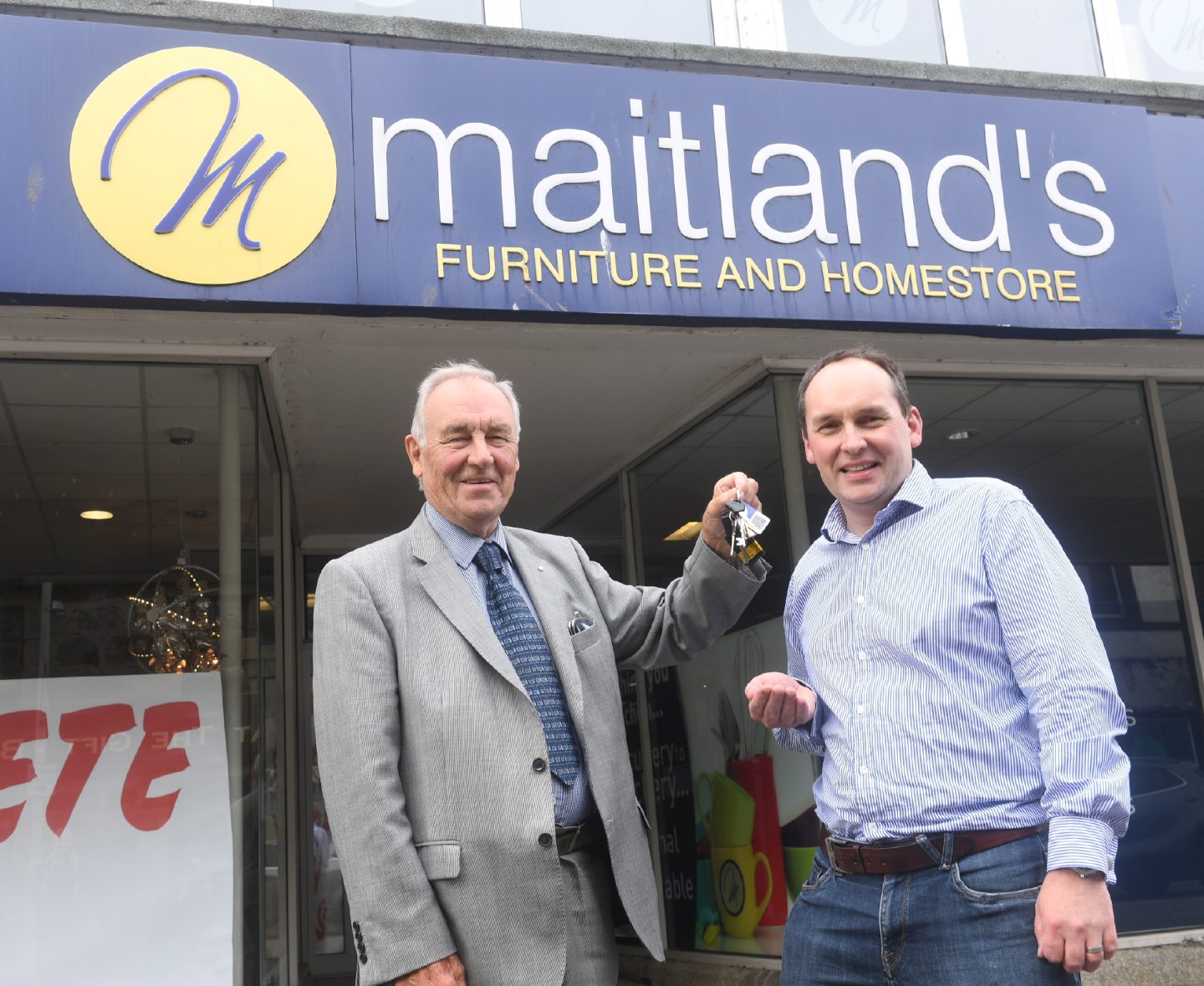 Bill Maitland aged 80 handing over the family business to his son John in 2017. 