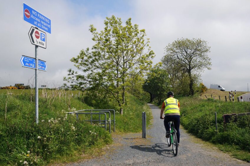 Cyclist on the Formartine and Buchan Way