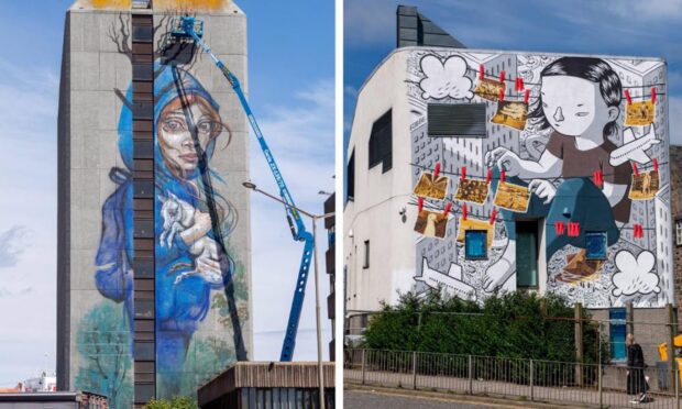 Hera and Millo are two international artists who are creating colourful murals in Aberdeen. Image: DC Thomson.