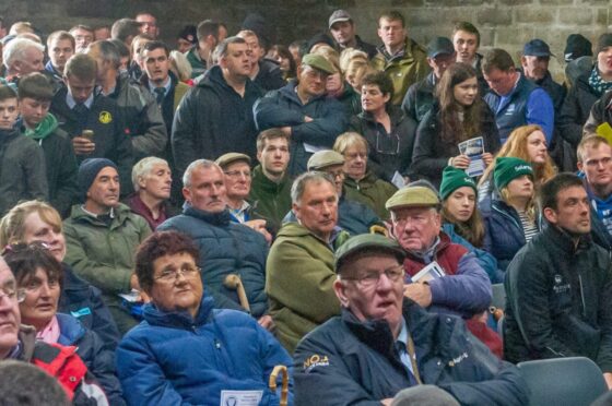 Crowds gather at the opening ceremony of the last NSA Scotland Highland Sheep event on the Sutherland family's Sibmister unit in Caithness in 2019.