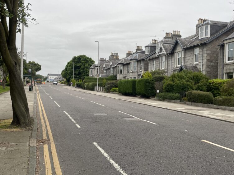 Westburn Road empty due to road closure.